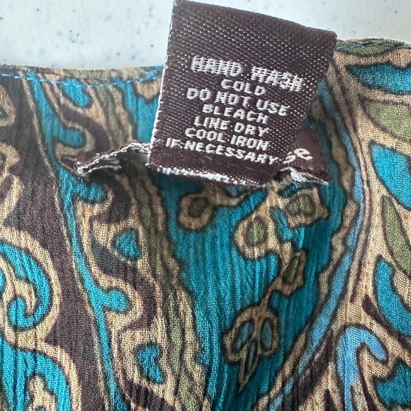 COCO AND CHASE Turquoise Boho Paisley Design 3/4 sleeve Size M - Picture 5 of 11